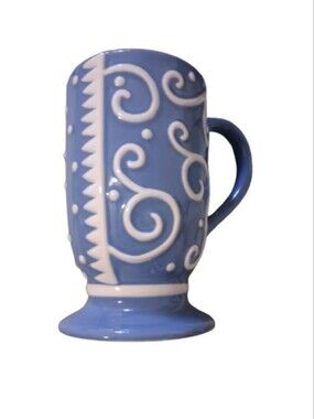 Rare Inspirado 3D Embossed Blue Celestial St Blue and White Swirl Ceramic